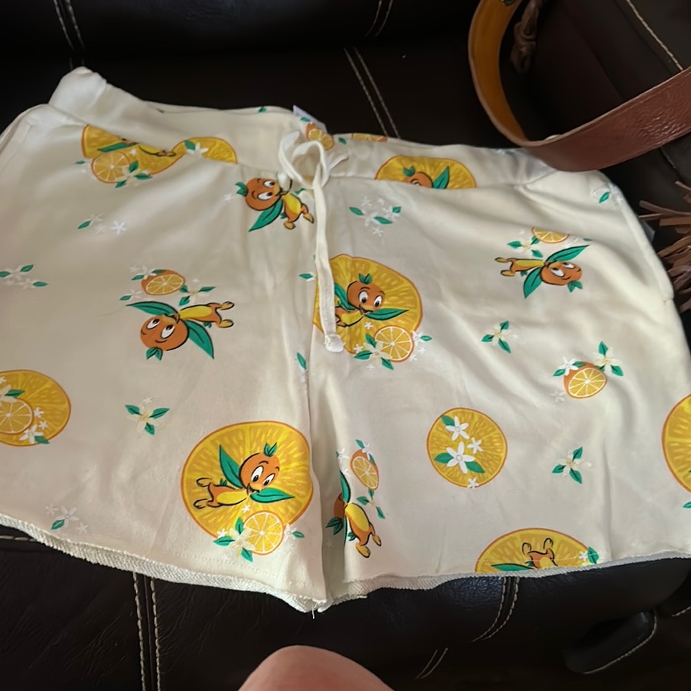 Disney White and Orange Athletic Shorts with Duck Design